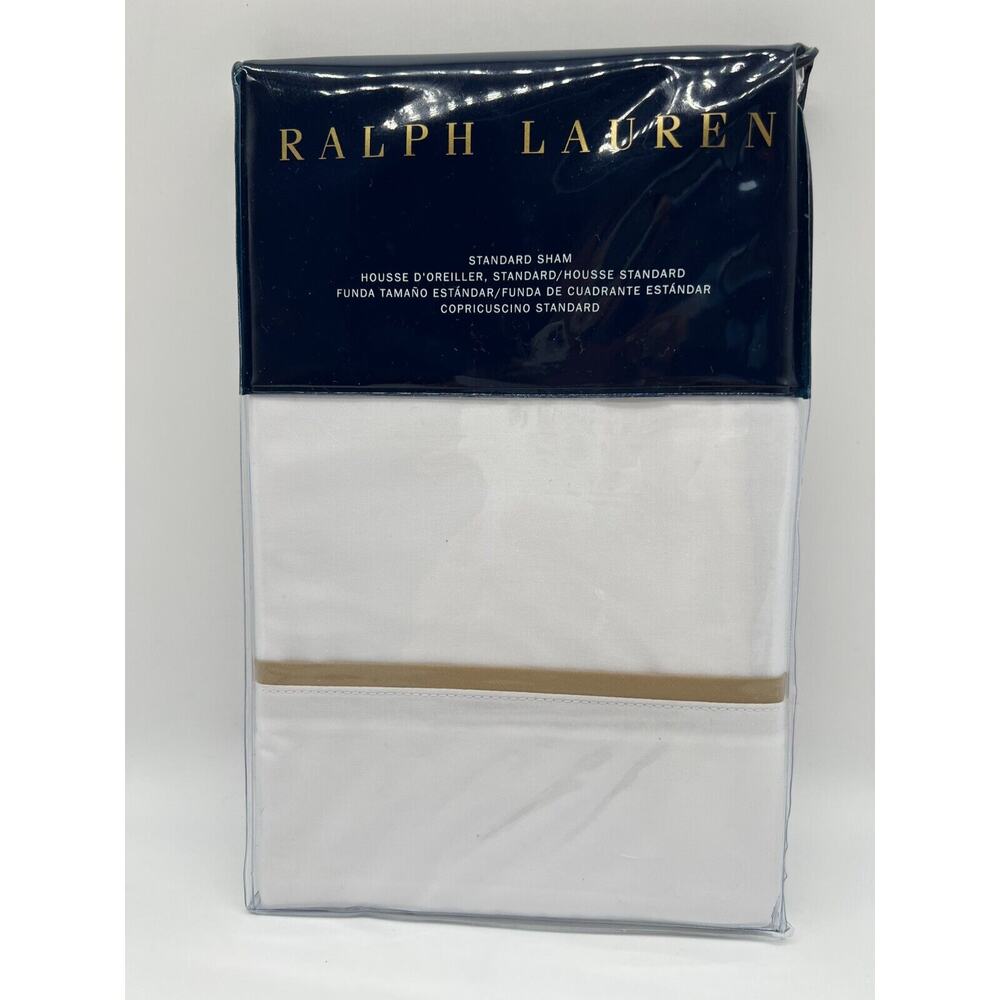 Ralph Lauren Palmer Burnished Chamois white tan Standard Sham 100% Cotton